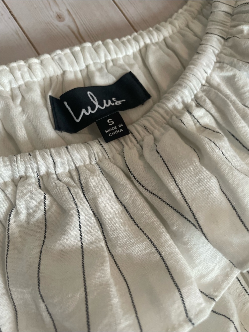 Lulu's White Off-Shoulder Striped Peasant Dress - Picture 2 of 2